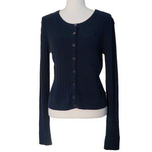 Lilly Pulitzer Navy Cable Knit Button-Up Cardigan
